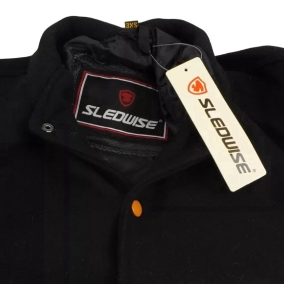 SLEDWISE • Varsity Letterman Coat Bomber Genuine Leather Unisex Baseball Jacket - Picture 11 of 15